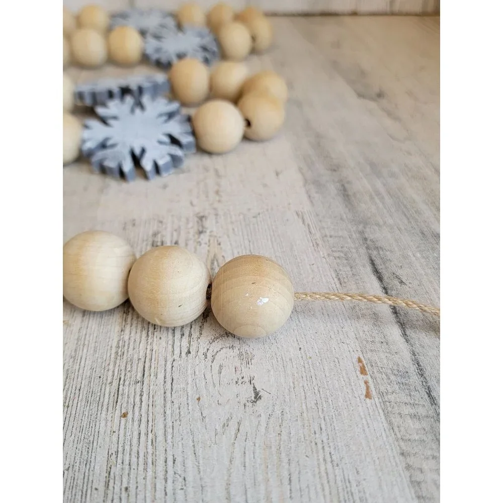 Wooden‎ snowflake Garland home decor hanging Xmas figure Gray